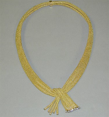 Lot 371 - Gold Mesh Necklace 18 kt. yellow gold, of...