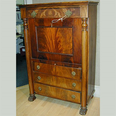 Lot 384 - Empire Style Mahogany Secretaire a Abattant