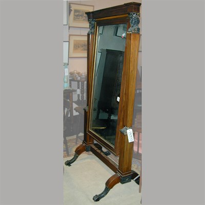Lot 110 - Empire Style Mahogany Cheval Mirror