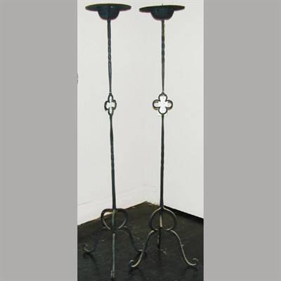 Lot 125A - Pair of Gothic Revival Wrought Metal Torcheres