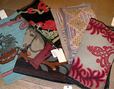 Lot 453 - Group of Five Hooked Rugs Various designs....