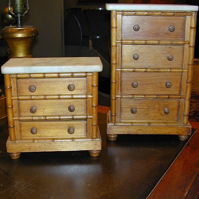 Lot 246A - Two Miniature Marble Top Faux Bamboo Chests