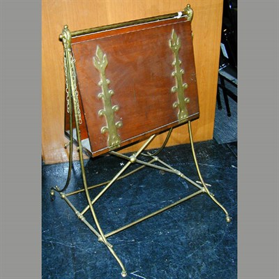 Lot 103 - Arts and Crafts Style Brass and Oak Folio Stand