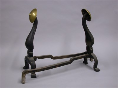 Lot 180 - Pair of Brass and Cast Iron Andirons Height 17...