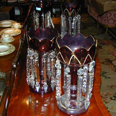 Lot 766 - Group of Four Victorian Ruby Glass Lustres
