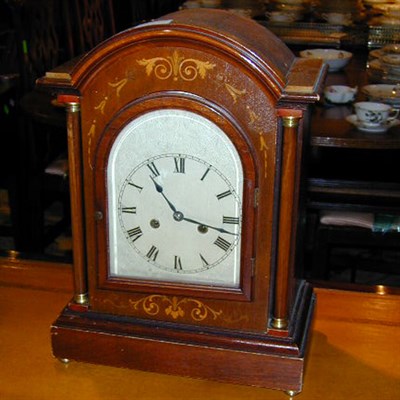 Lot 326 - Edwardian Marquetry Inlaid Mahogany Mantle Clock