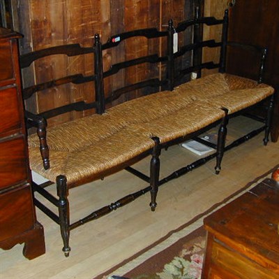 Lot 334 - Provincial George I Style Rush Seat Elm Triple-...