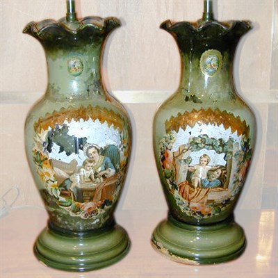 Lot 336 - Pair of Decoupage Decorated Lamps