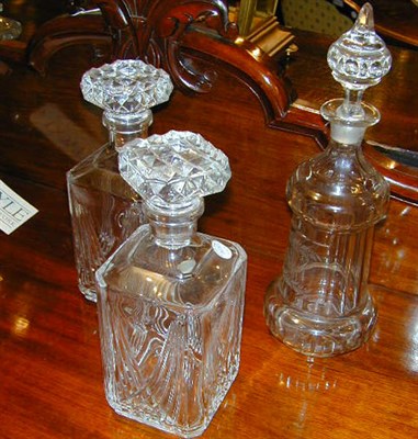 Lot 355 - Group of Three Colorless Cut Glass Decanters