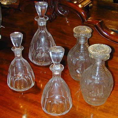 Lot 356 - Group of Five Colorless Cut Glass Decanters