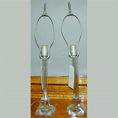 Lot 384 - Pair of Art Deco Colorless Glass Lamps