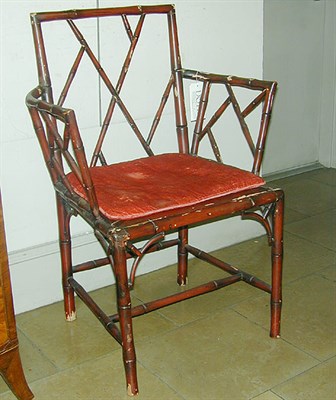 Lot 389 - Pair of Regency Style Faux Bamboo Armchairs