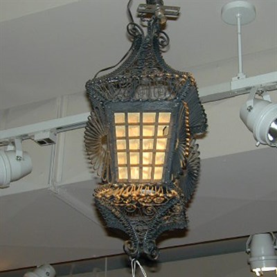 Lot 573 - Wrought Iron Hanging Lantern