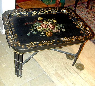 Lot 648 - Victorian Lacquered Tray on Stand