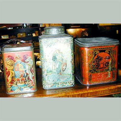 Lot 401 - Group of Three Tole Painted Biscuit Tins