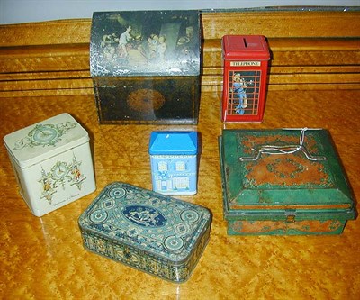 Lot 403 - Group of Ten Tole Painted Biscuit Tins and...