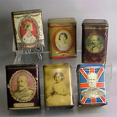 Lot 408 - Group of Six Tole Painted Biscuit Tins