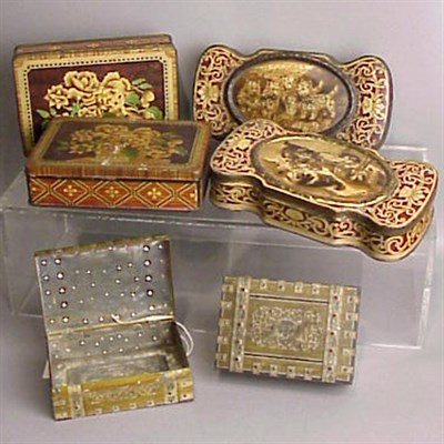 Lot 409 - Group of Six Tole Painted Biscuit Tins
