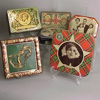 Lot 410 - Group of Six Tole Painted Biscuit Tins