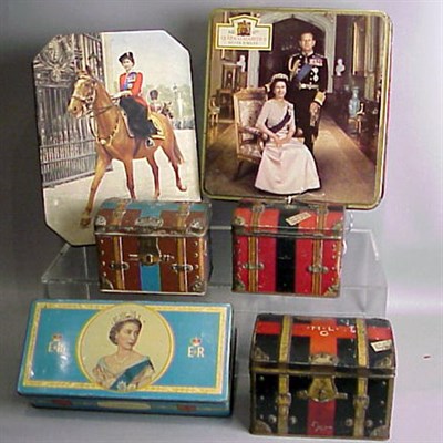 Lot 411 - Group of Six Tole Painted Biscuit Tins