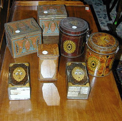 Lot 412 - Group of Seven Tole Painted Biscuit Tins