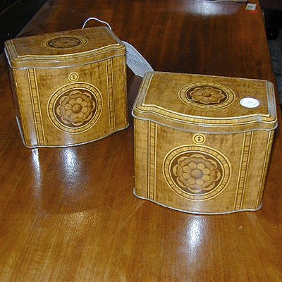 Lot 415 - Pair of Tole Painted Biscuit Tins