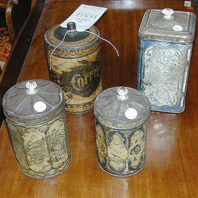 Lot 416 - Group of Four Tole Painted Biscuit Tins