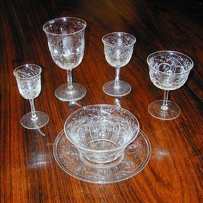 Lot 432 - Group of Colorless Cut Glass Stemware...
