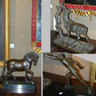 Lot 443 - Group of Three Bronze and Cast Metal Sculptures