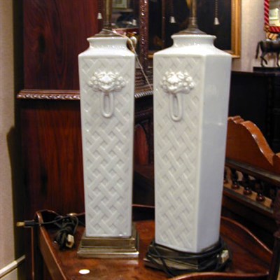 Lot 450 - Pair of Oriental Style Porcelain Lamps
