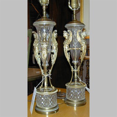 Lot 462 - Pair of Empire Style Gilt-Bronze Mounted Cut...