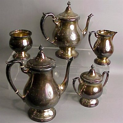 Lot 370 - Sterling Silver Five-Piece Tea and Coffee...