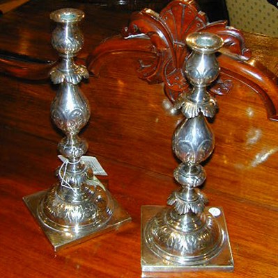 Lot 506 - Pair of Continental Silver Candlesticks Total...