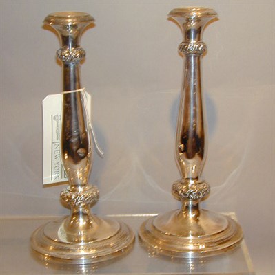 Lot 514 - Pair of Continental Silver Candlesticks Total...