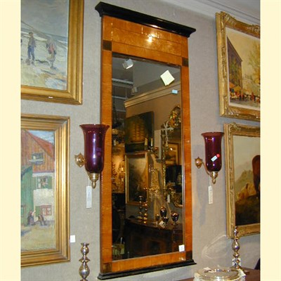 Lot 527 - Biedermeier Style Mahogany and Burl-Wood Mirror