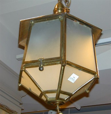 Lot 575 - Victorian Style Brass and Glass Lantern