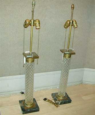 Lot 604 - Pair of Empire Style Gilt-Bronze and Cut Glass...