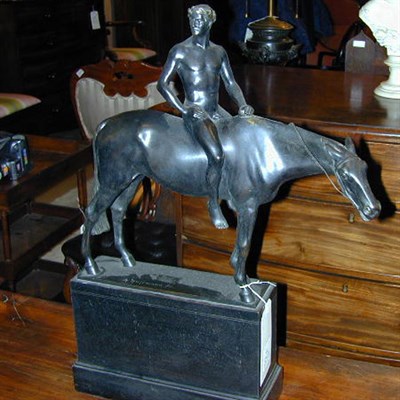 Lot 642 - Bronze Equestrian Sculpture Signed.