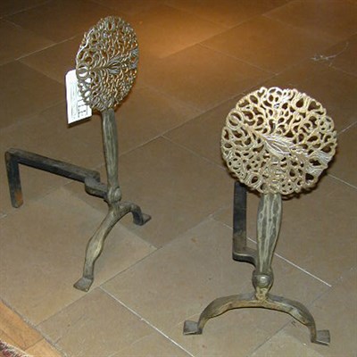 Lot 656 - Pair of Baroque Style Brass and Wrought Iron...