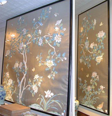 Lot 102 - Two Framed Chinese Wallpaper Panels