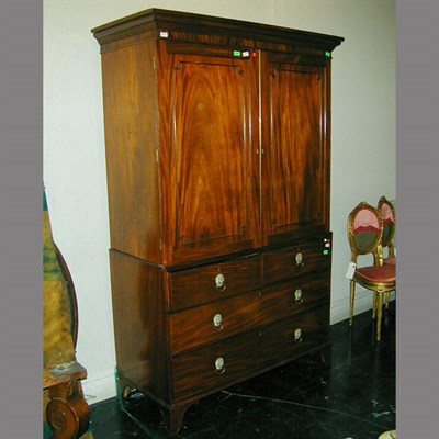 Lot 132 - Georgian Style Mahogany Linen Press The...