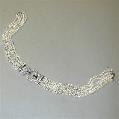 Lot 350 - Diamond, Sapphire and Cultured Pearl Choker...
