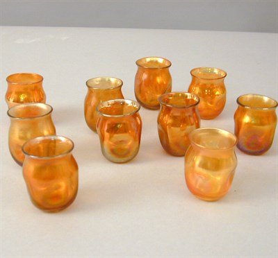 Lot 133 - Ten Tiffany Favrile Glass Liqueur Glasses Each...