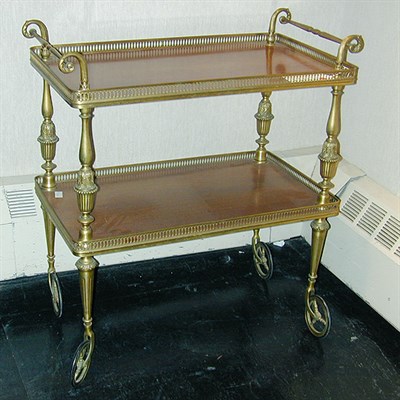 Lot 108 - Georgian Style Gilt-Metal and Mahogany Tea Cart