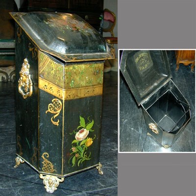 Lot 76 - Victorian Tole Painted Coal Scuttle