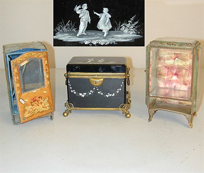 Lot 412 - Two Glass Boxes and a Miniature Sedan Chair