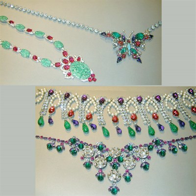 Lot 61 - Four Costume Jewelry Necklaces Set with...