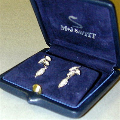 Lot 277 - Pair of Diamond Pendant Earrings 14 kt. white...