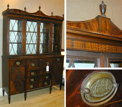 Lot 240 - Federal Style Inlaid Mahogany Breakfront Bookcase