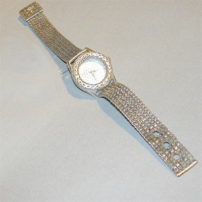 Lot 268 - Sterling Silver Wristwatch The flexible...